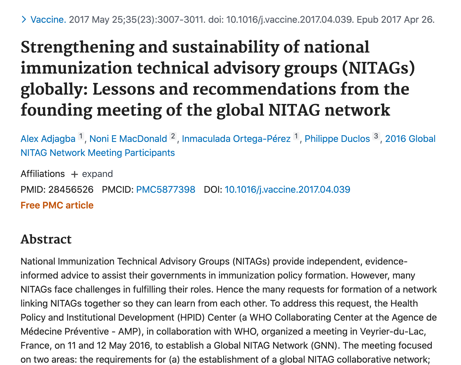 Strengthening and sustainability of national immunization technical ...